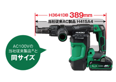 HiKOKI AC100V機と同等サイズ・同等のハツリ性能