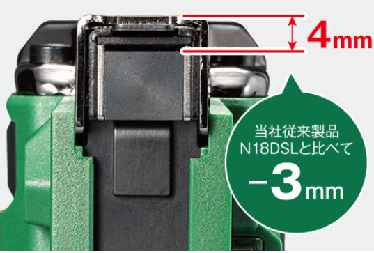 HiKOKI N1210DA 特徴③ 射出口までの距離短縮で隅打ちしやすい