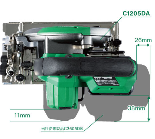 HiKOKI C1205DA 質量2.3kg。125mm機として圧倒的な軽さ