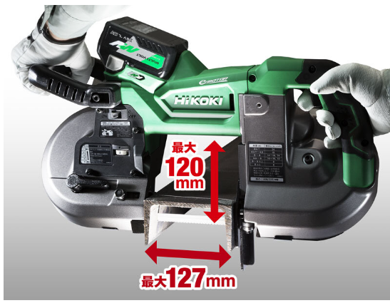 HiKOKI CB3612DA 丸パイプø120mm・角パイプ127×120mmの大径切断能力