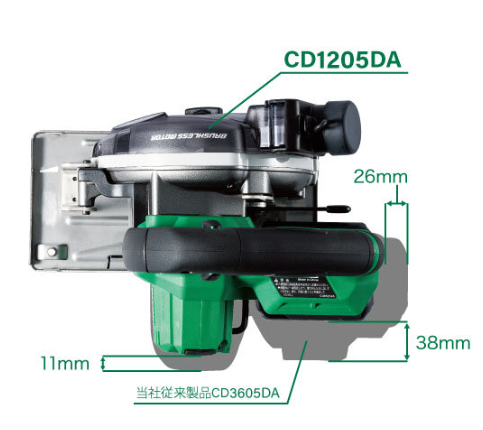 HiKOKI CD1205DA 質量2.3kg。チップソーカッタとして異例の軽さ