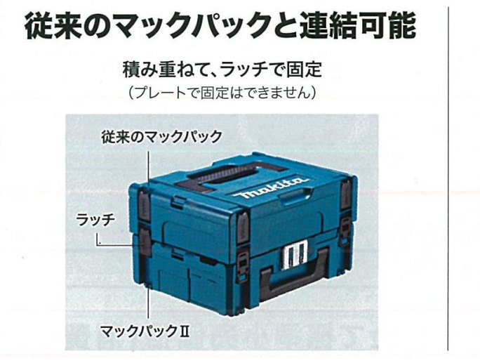 従来のマックパックとマックパックⅡをラッチで連結した状態